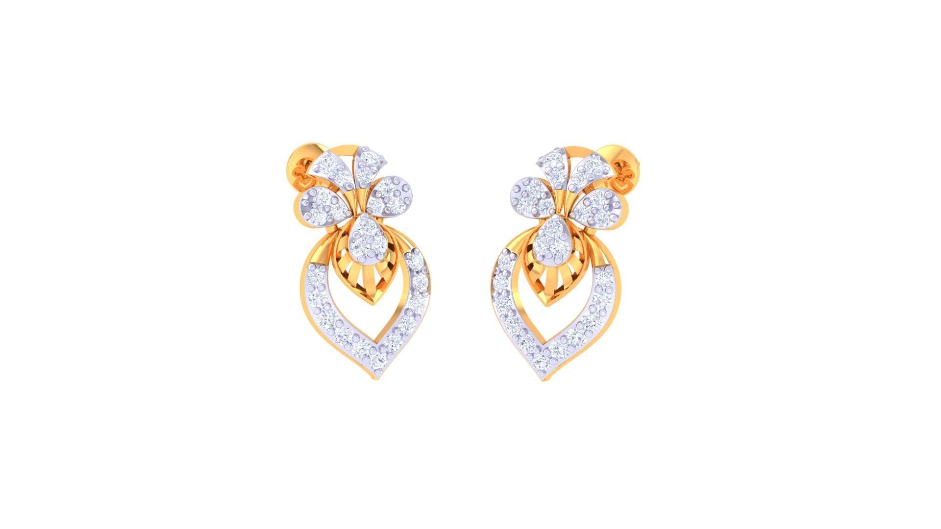 Women diamond studs Earrings 3dm renders 3D print model_1