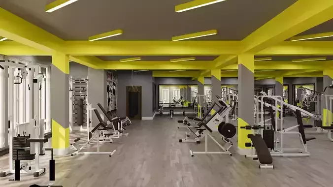 fitness GYM model room with equipment 