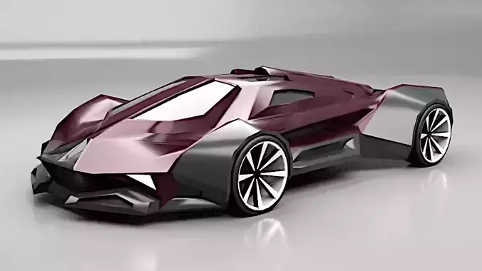 Hyperios lowpoly supercar  Low-poly 3D model