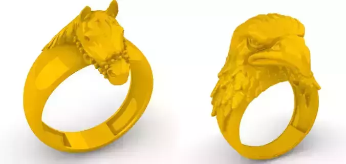 Mens Animal Ring Pack Paquete de anillos de animales hombre