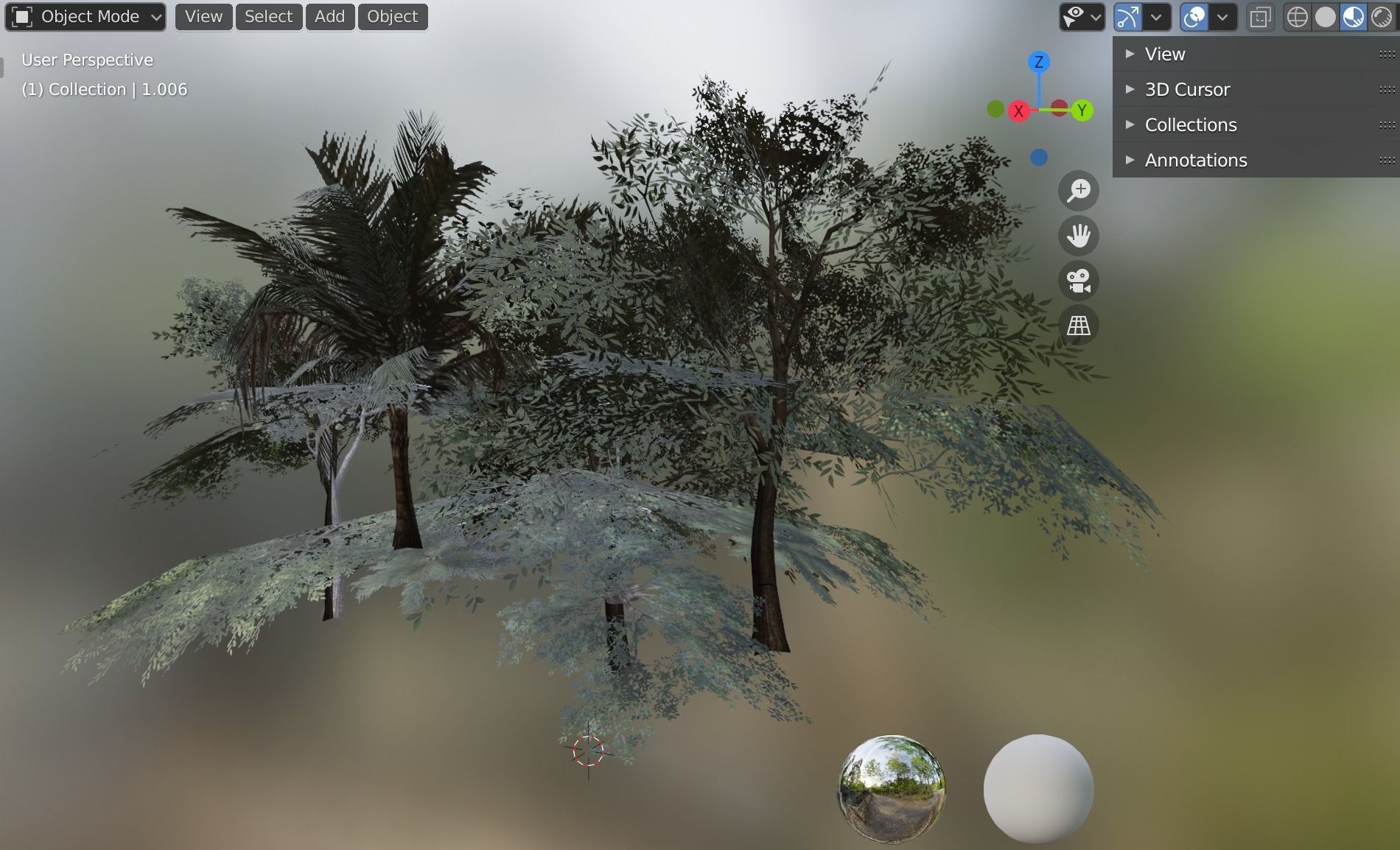 trees cluster  Low-poly 3D model_1
