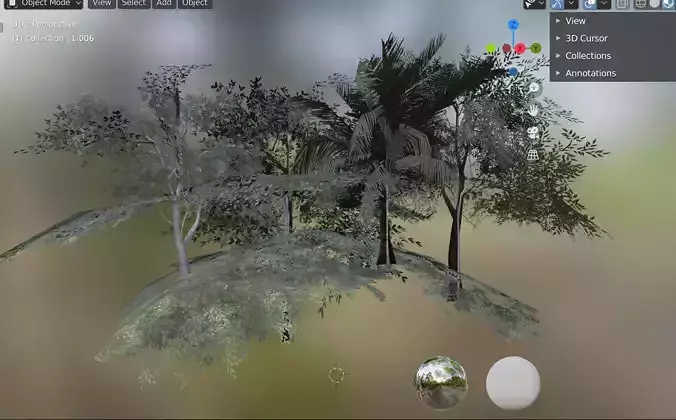 trees cluster  Low-poly 3D model