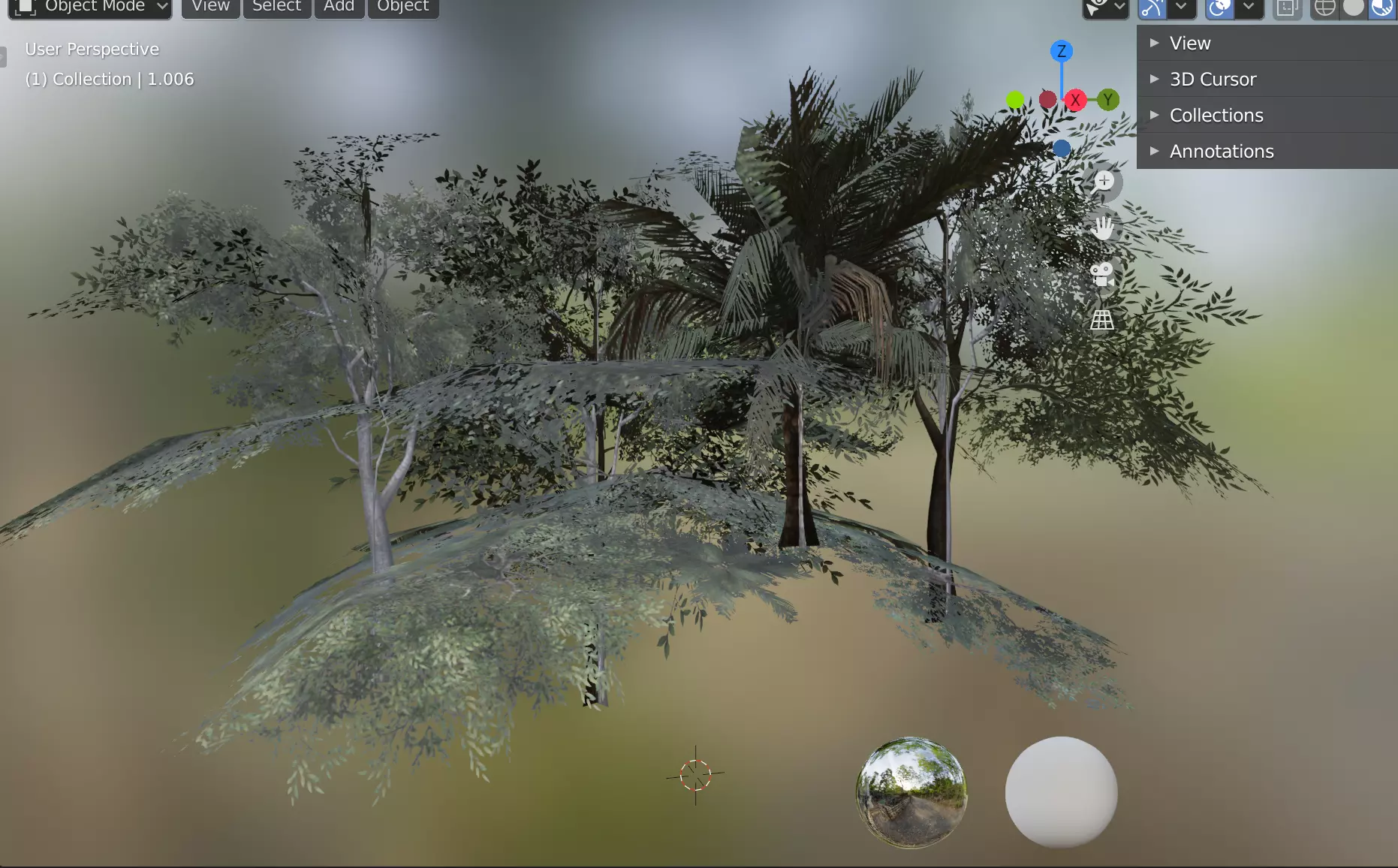 trees cluster  Low-poly 3D model_0