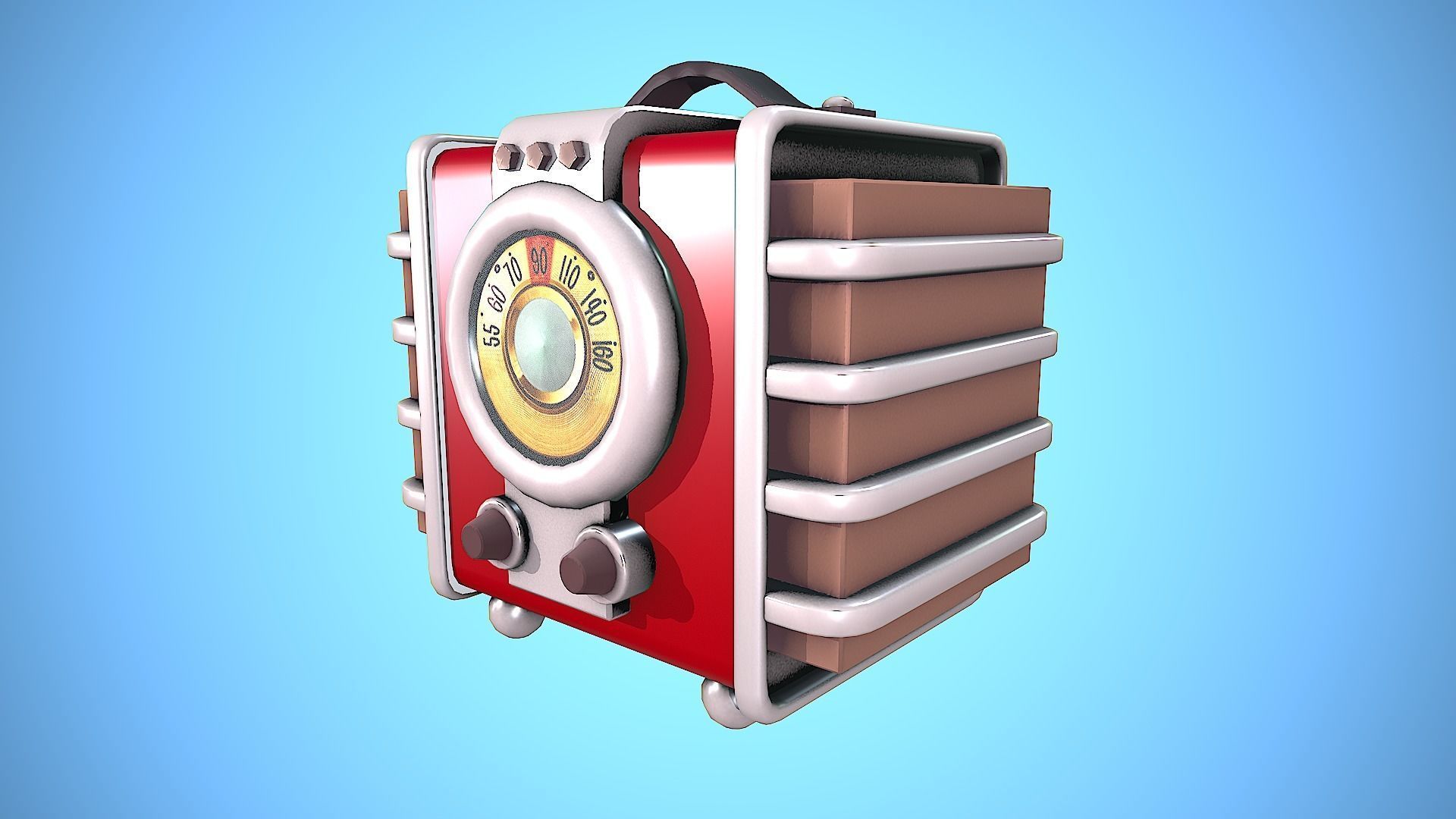 RADIO VINTAGE CARTOON STYLIZED Low-poly 3D model_7