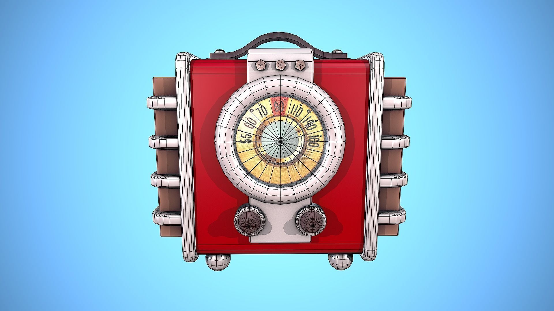 RADIO VINTAGE CARTOON STYLIZED Low-poly 3D model_5