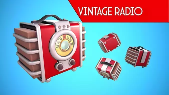 RADIO VINTAGE CARTOON STYLIZED Low-poly 3D model