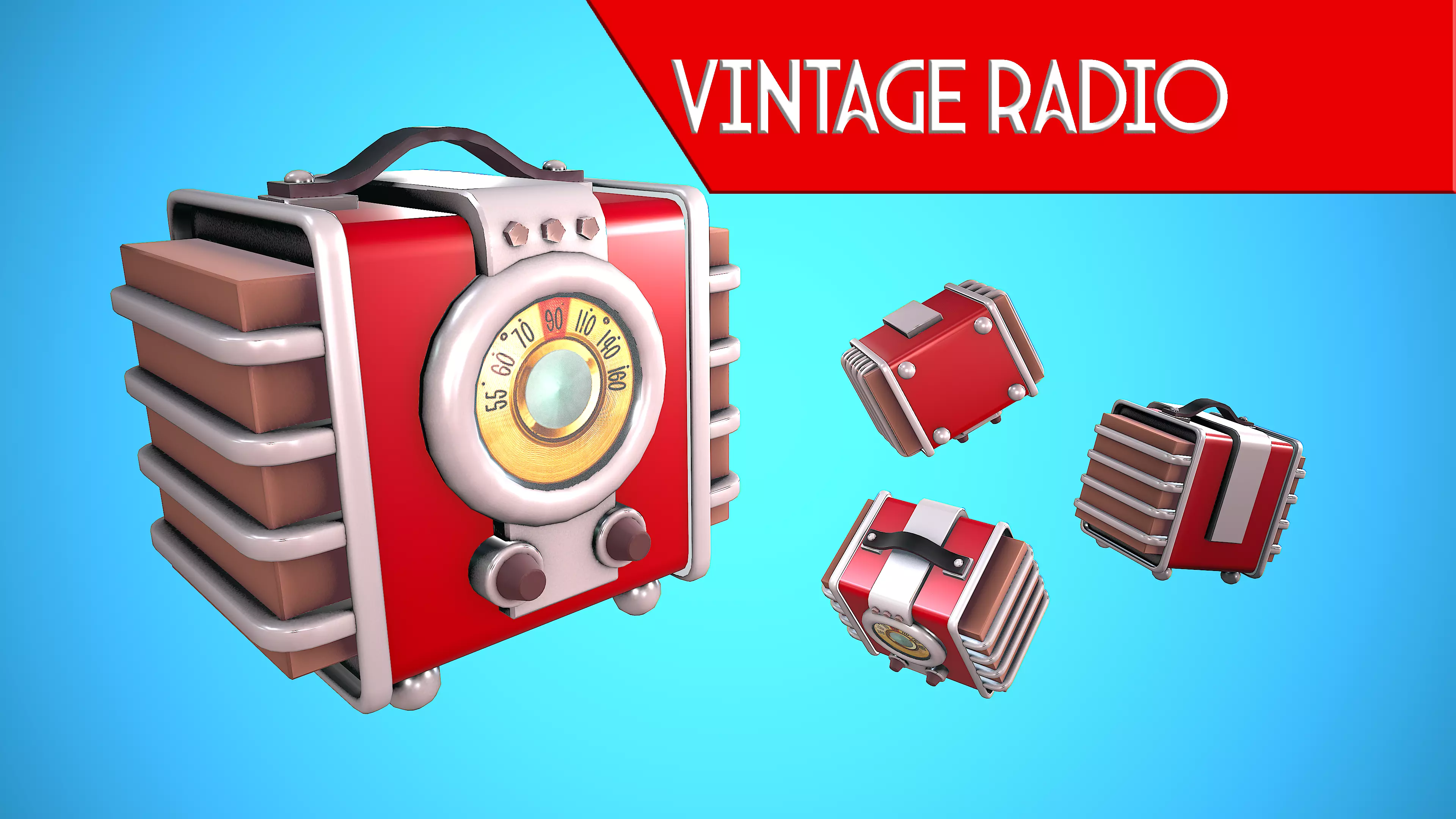 RADIO VINTAGE CARTOON STYLIZED Low-poly 3D model_0