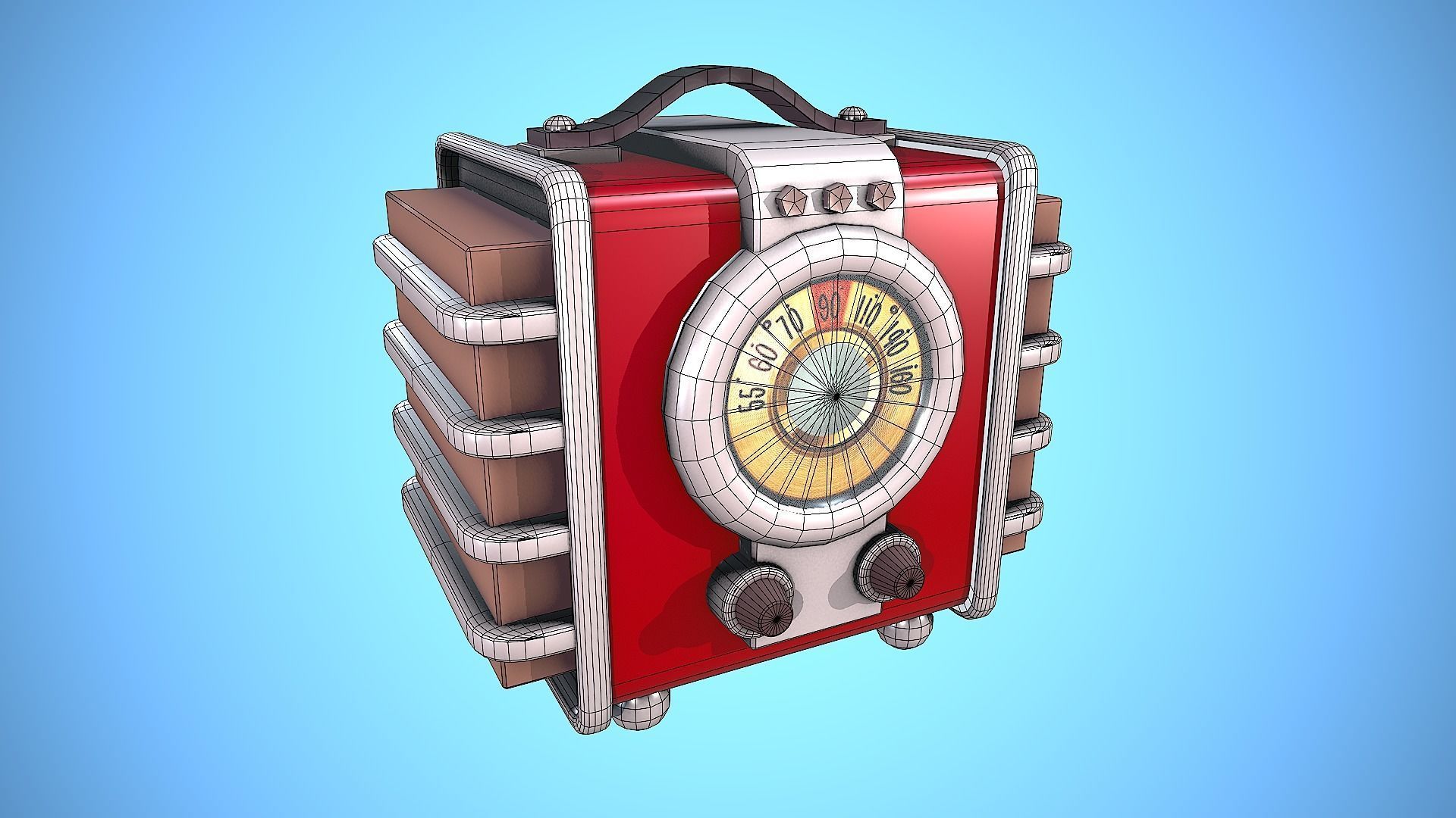 RADIO VINTAGE CARTOON STYLIZED Low-poly 3D model_4