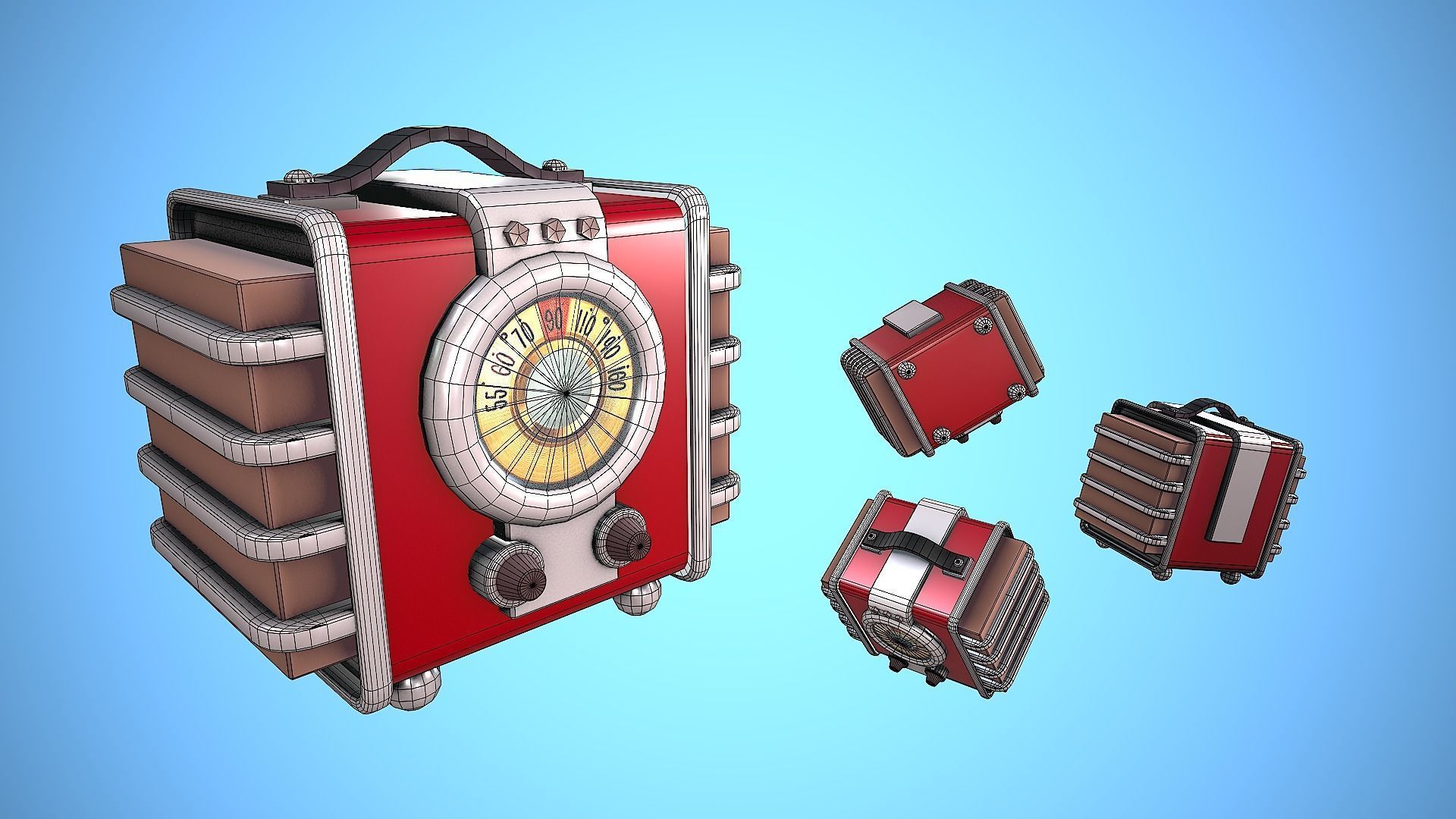 RADIO VINTAGE CARTOON STYLIZED Low-poly 3D model_3