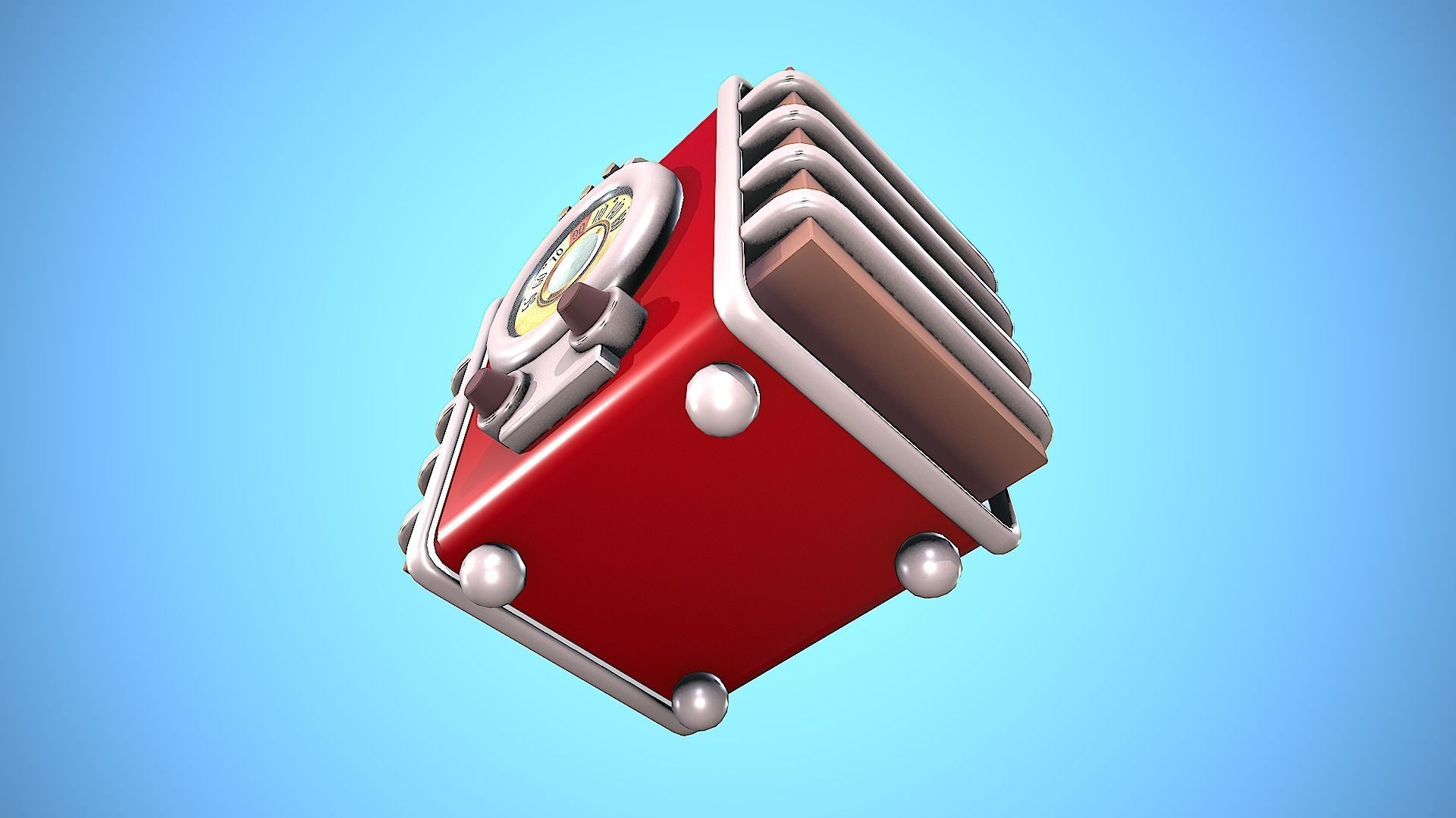 RADIO VINTAGE CARTOON STYLIZED Low-poly 3D model_9
