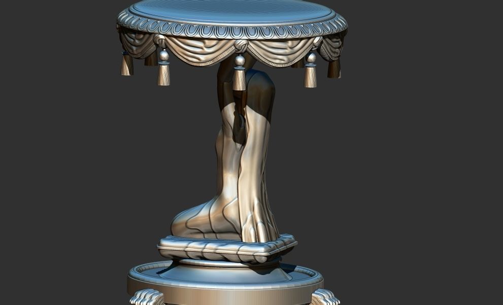 woman carrying table sculpture 3d printable model 3D print model_2