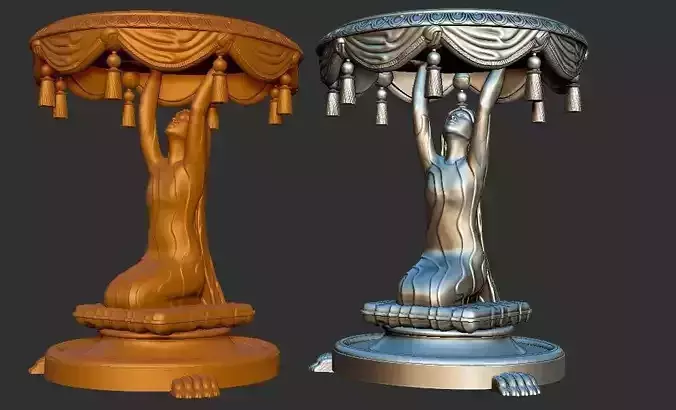 woman carrying table sculpture 3d printable model  