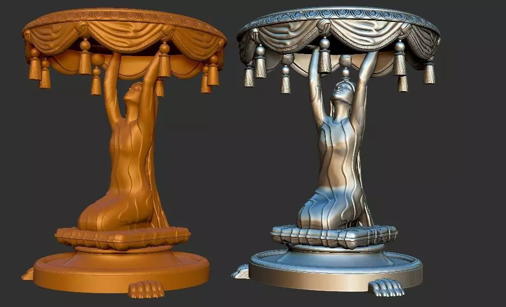 woman carrying table sculpture 3d printable model 3D print model_0