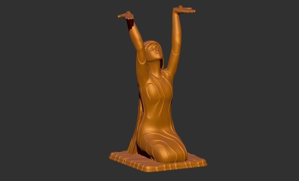 woman carrying table sculpture 3d printable model 3D print model_8