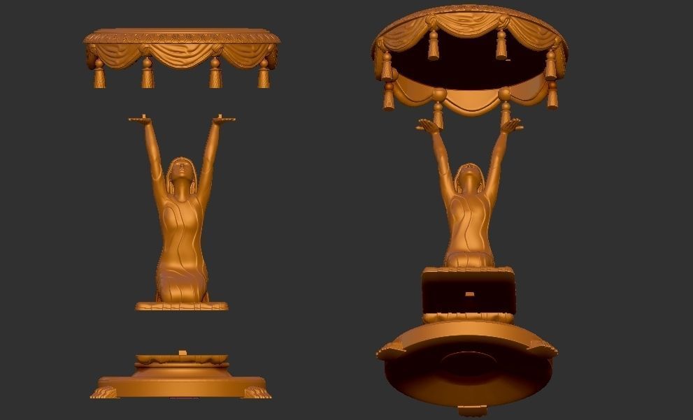 woman carrying table sculpture 3d printable model 3D print model_7