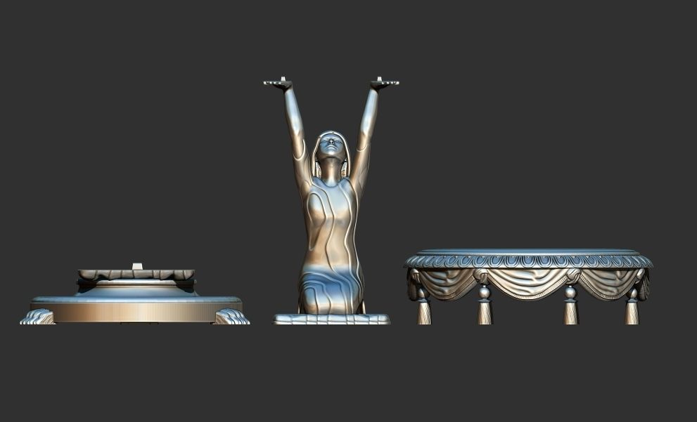 woman carrying table sculpture 3d printable model 3D print model_4