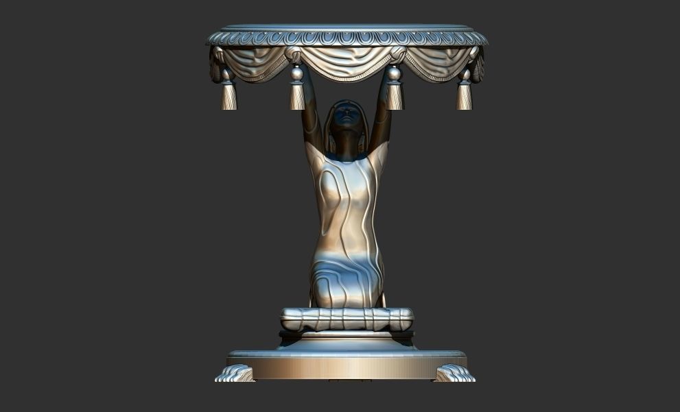 woman carrying table sculpture 3d printable model 3D print model_6