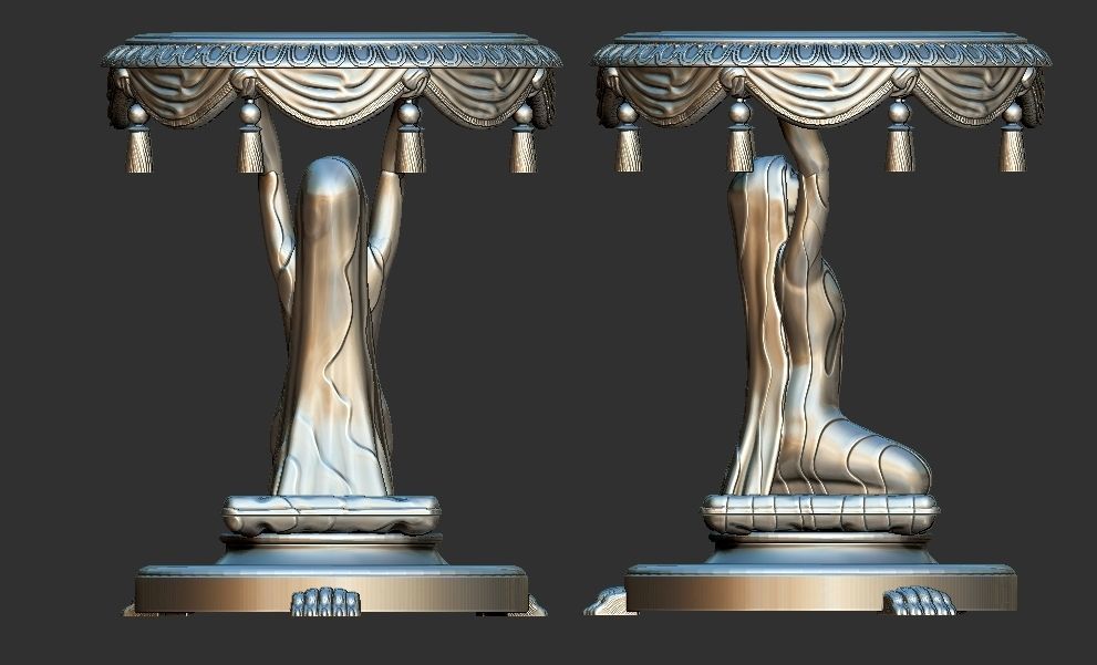 woman carrying table sculpture 3d printable model 3D print model_1