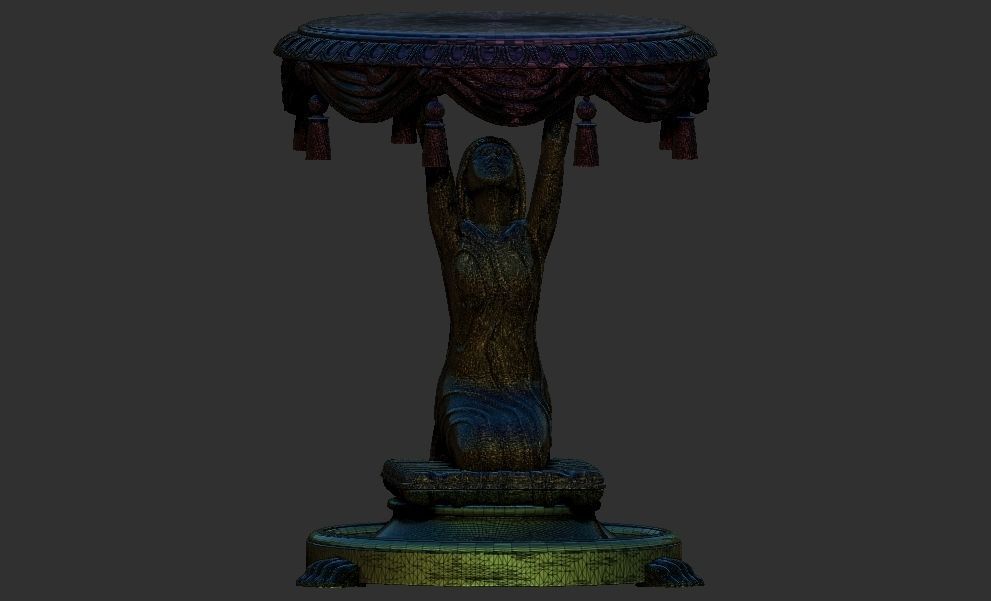 woman carrying table sculpture 3d printable model 3D print model_18