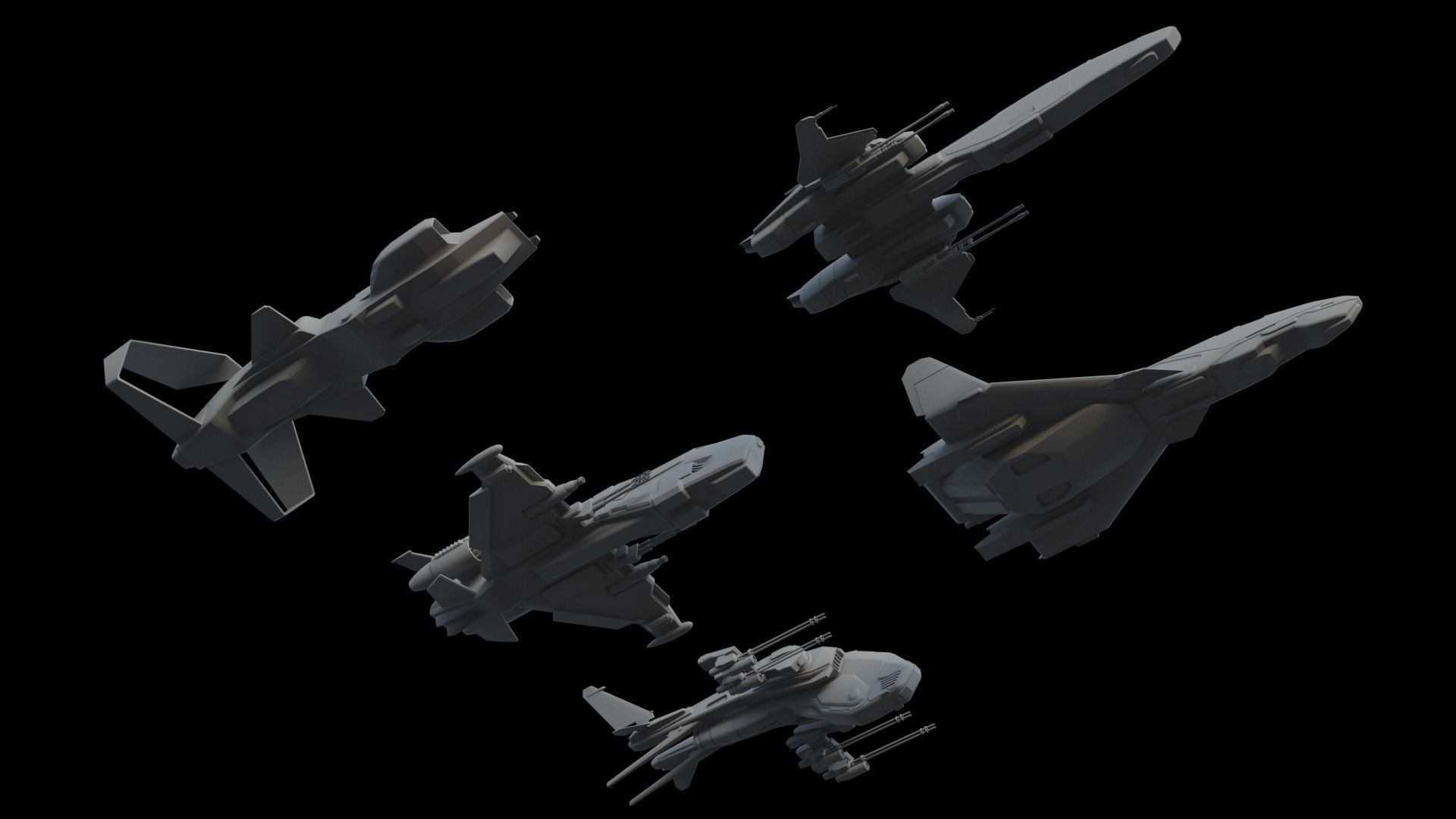 Sci Fi SET -  Aircraft Spaceship 3D model_4
