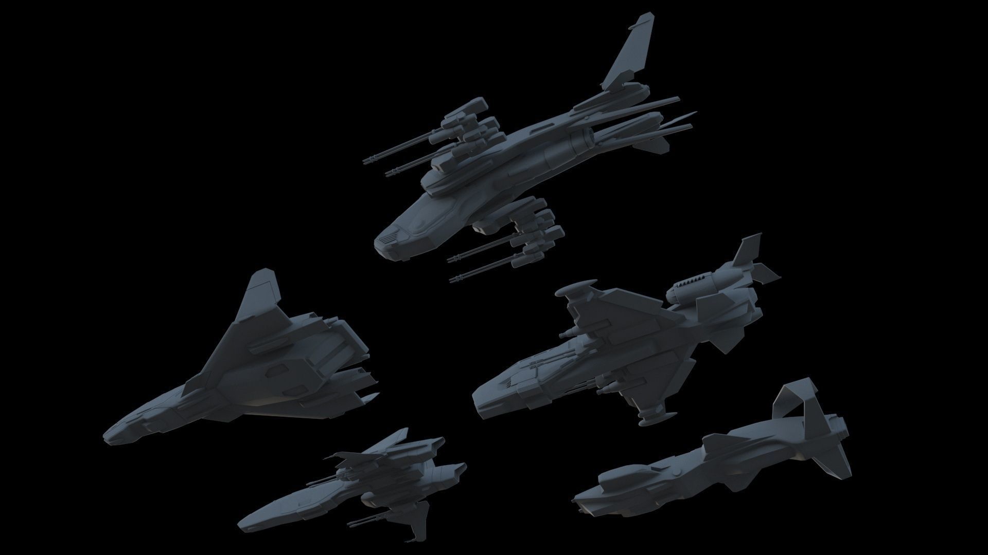 Sci Fi SET -  Aircraft Spaceship 3D model_5