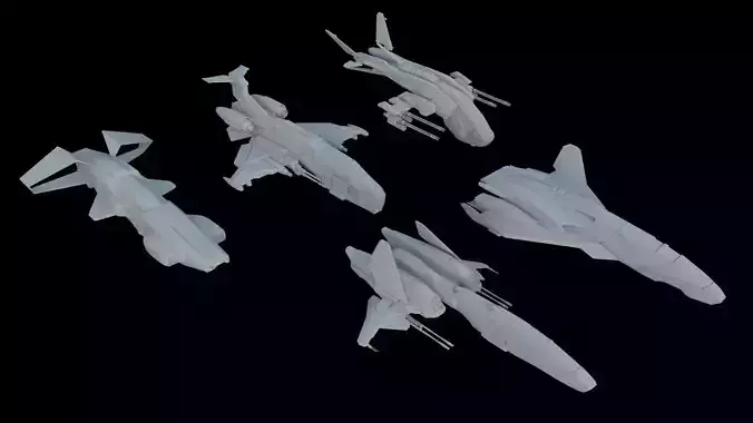 Sci Fi SET -  Aircraft Spaceship 3D model