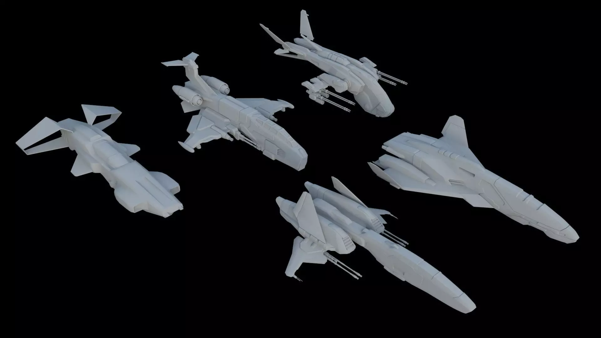 Sci Fi SET -  Aircraft Spaceship 3D model_0