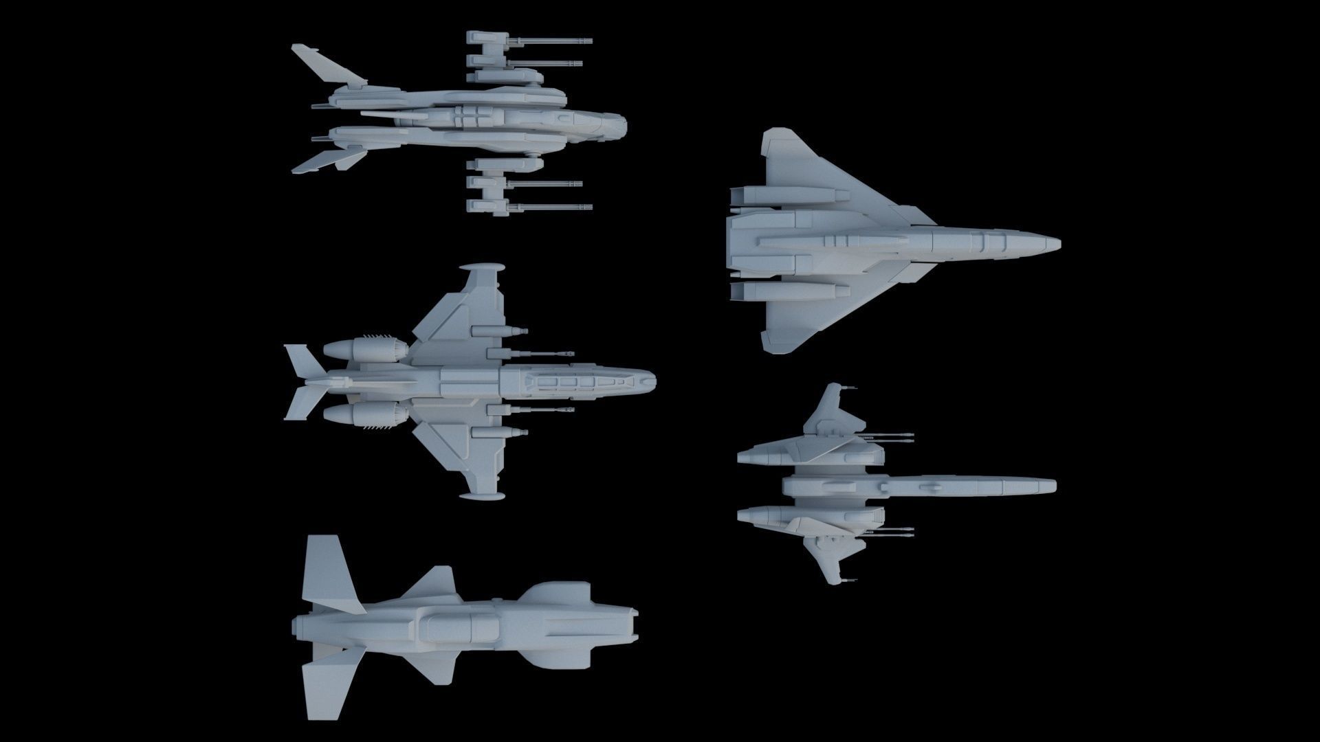 Sci Fi SET -  Aircraft Spaceship 3D model_6