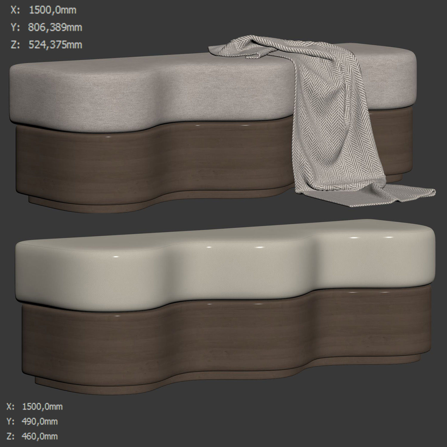 Triana Bench By En Gold 3D model_5