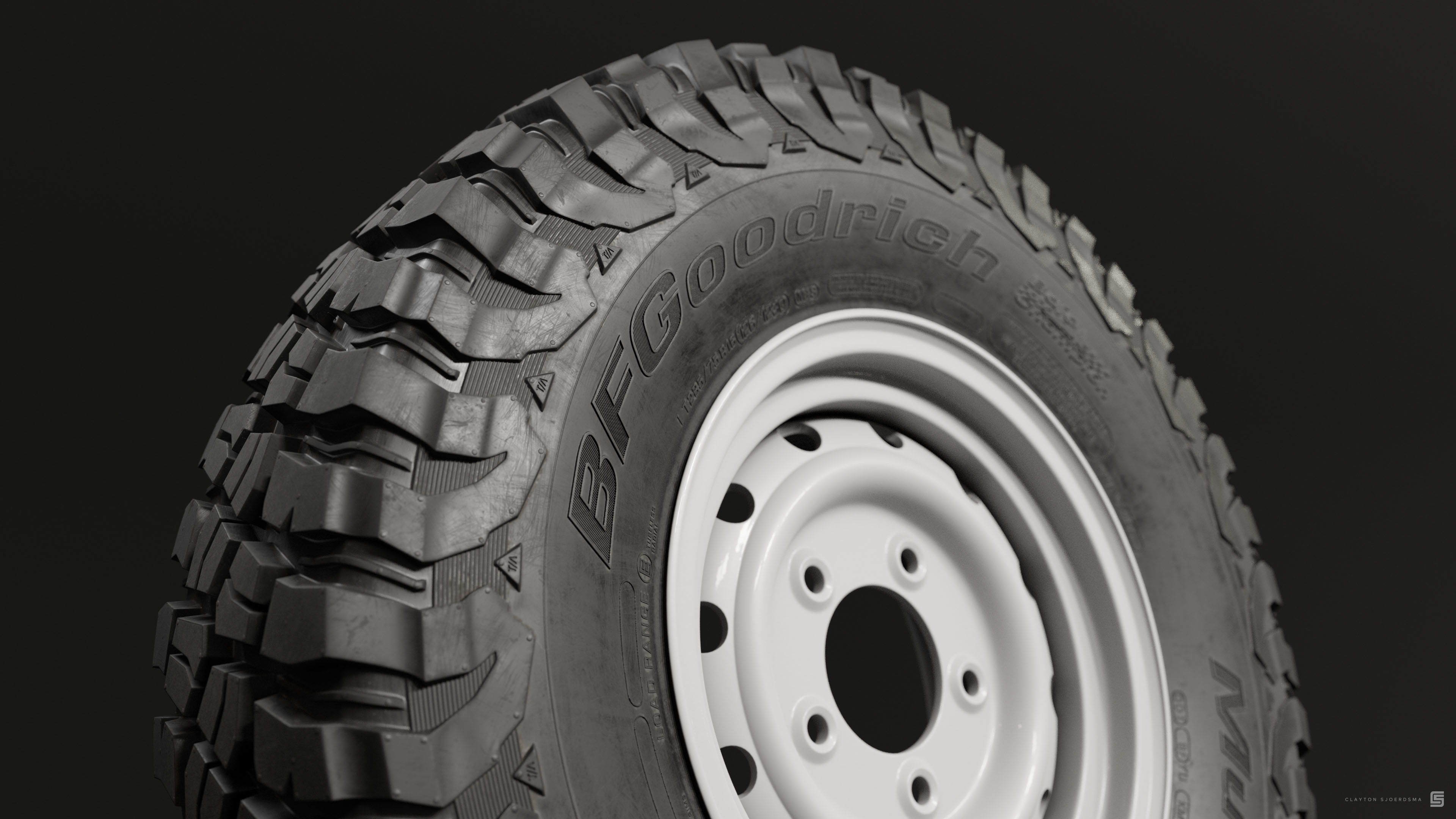 BFGoodrich Baja KM3 Tire - Real world details 3D model_3