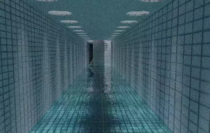 Hi-res scene in Backrooms style 3D model