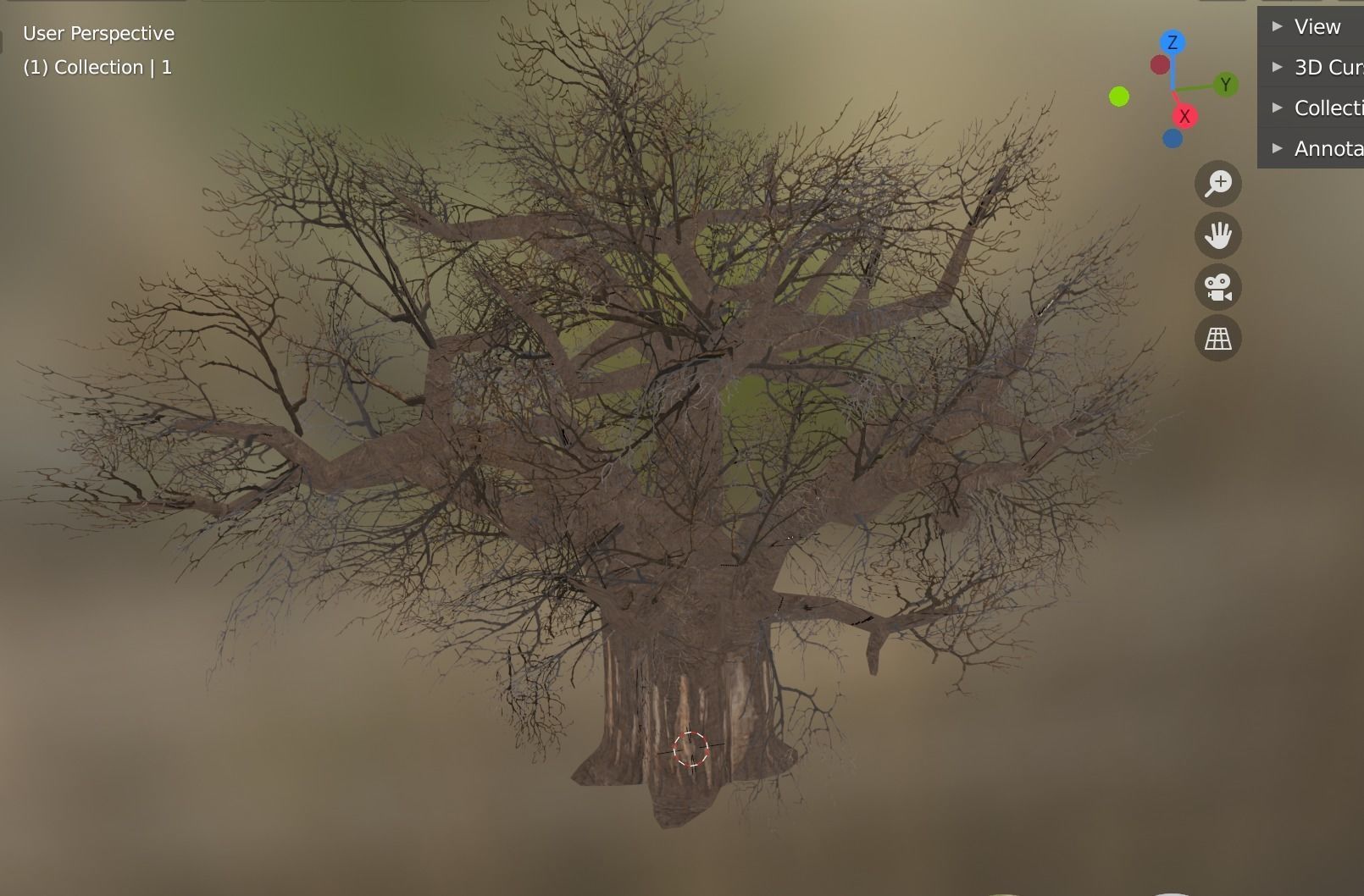 baobab tree Low-poly 3D model_1