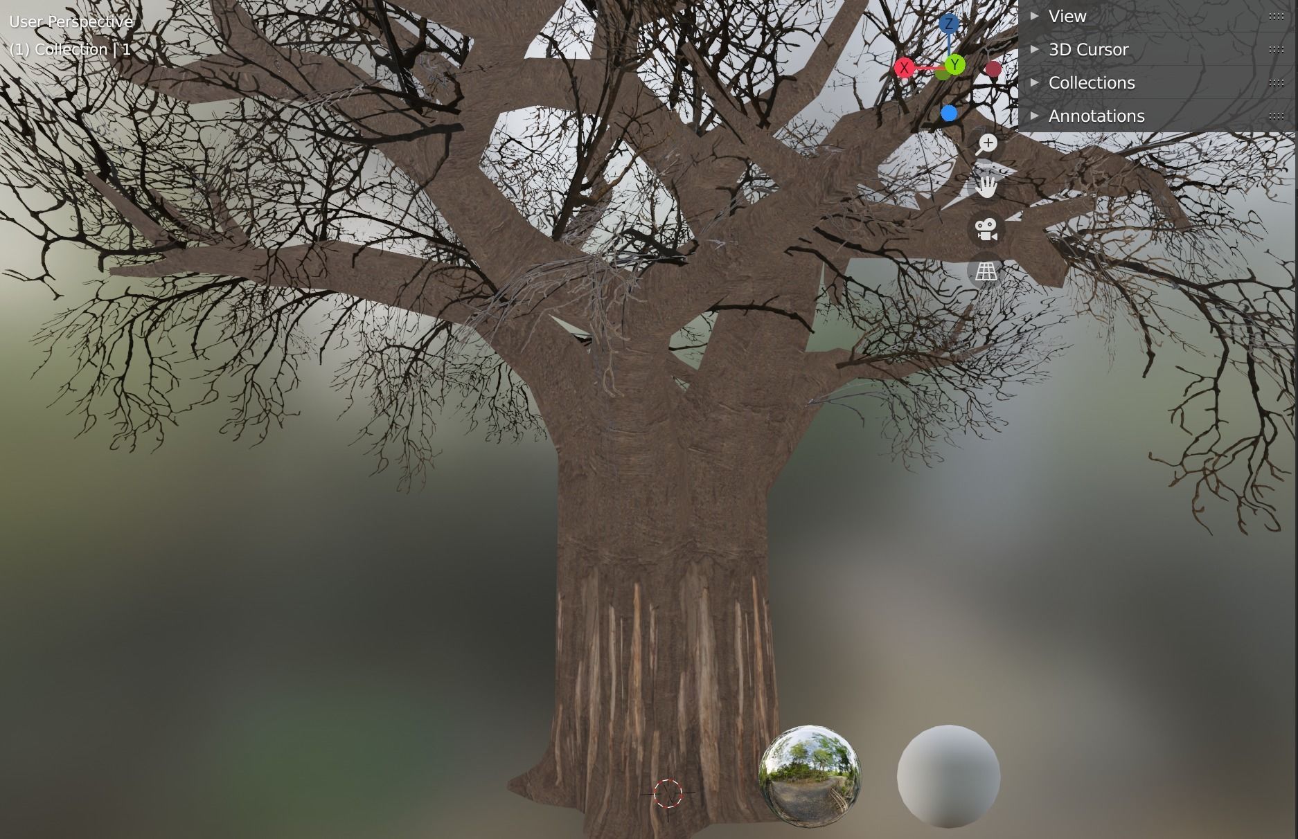 baobab tree Low-poly 3D model_3