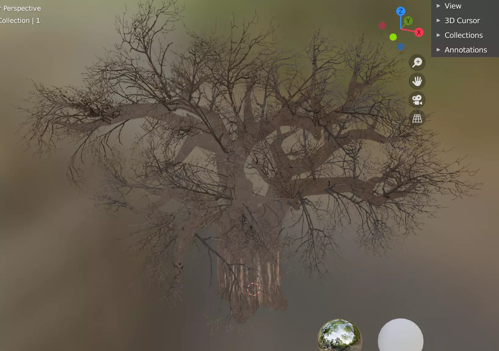 baobab tree Low-poly 3D model_0