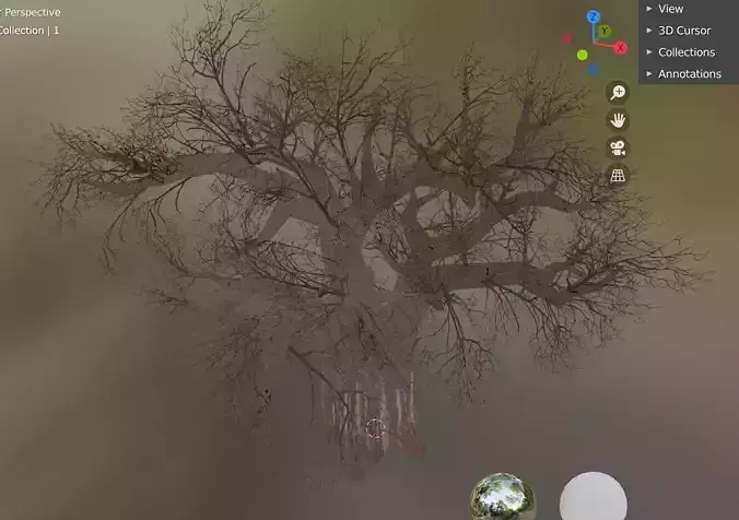 baobab tree Low-poly 3D model