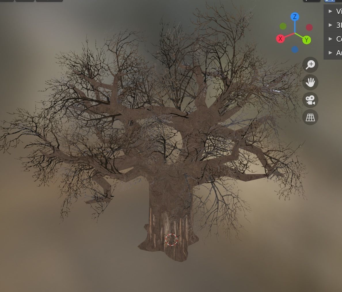 baobab tree Low-poly 3D model_5