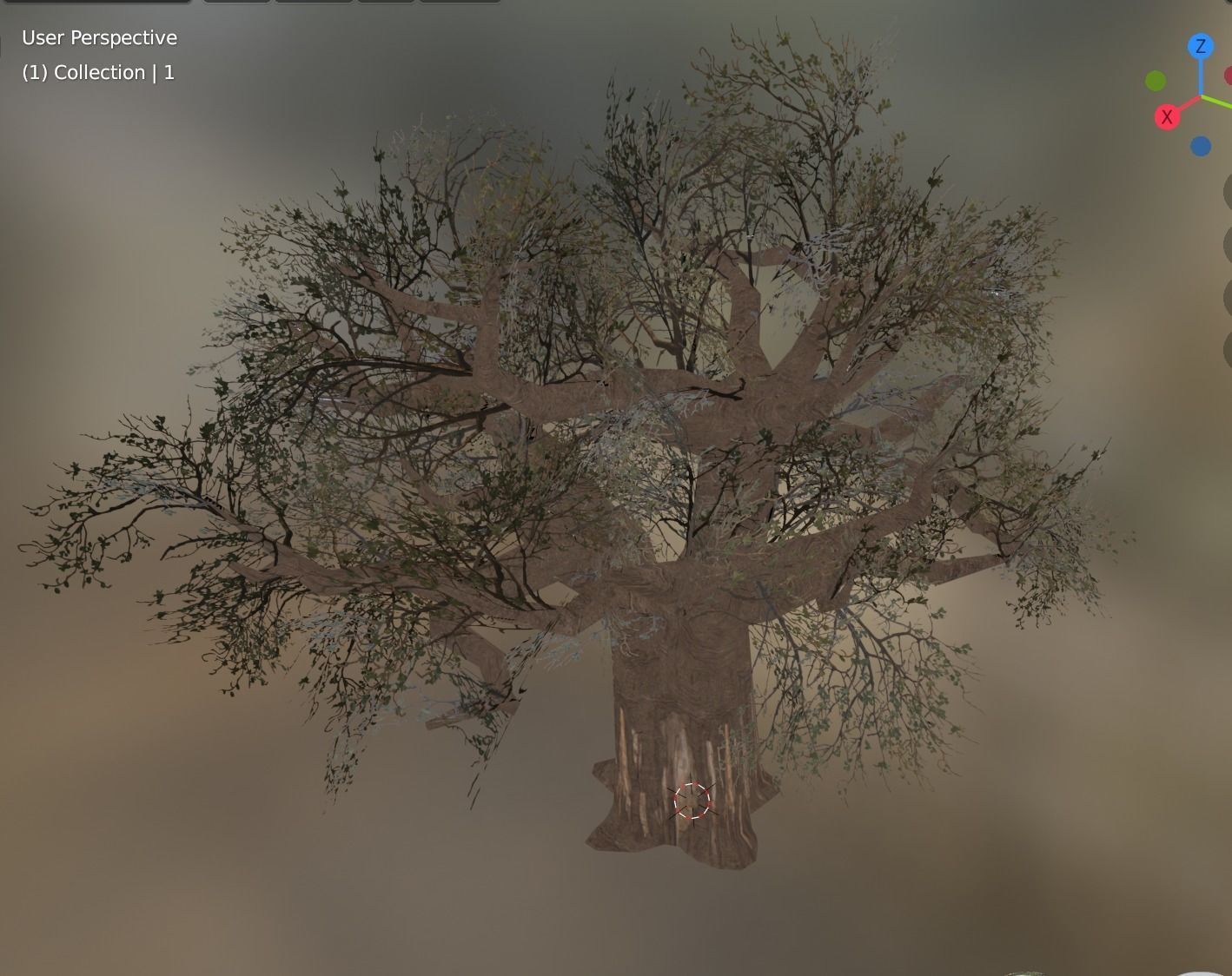 baobab tree Low-poly 3D model_1