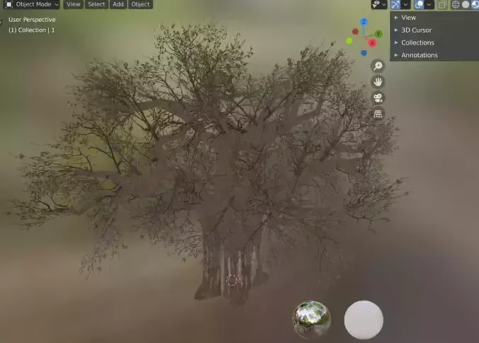 baobab tree Low-poly 3D model