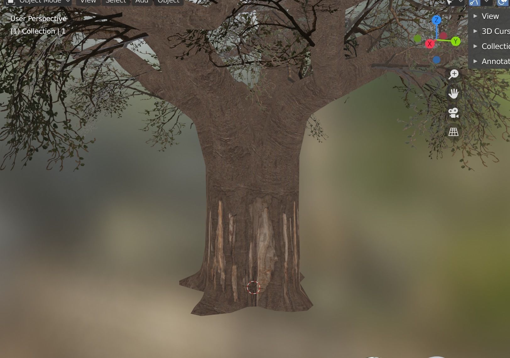 baobab tree Low-poly 3D model_2
