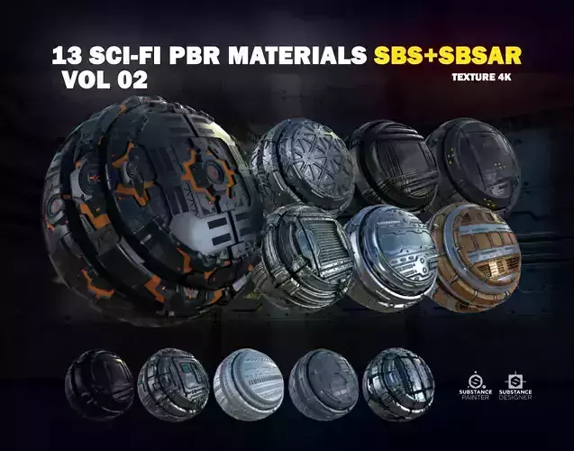 13 Sci-Fi PBR materials Texture 13 Sci-Fi PBR materials Texture