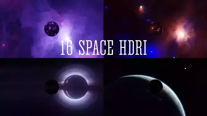 16  Space realistic HDRI Sci-fi 3D Model pack
