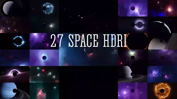 27 Space realistic HDRI Sci-fi 3D Model full pack Low-poly 3D model
