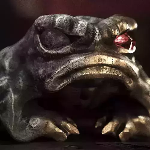 Stone and gold frog statue