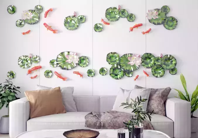 Wall Lotus Pendant Modern Goldfish 3D model