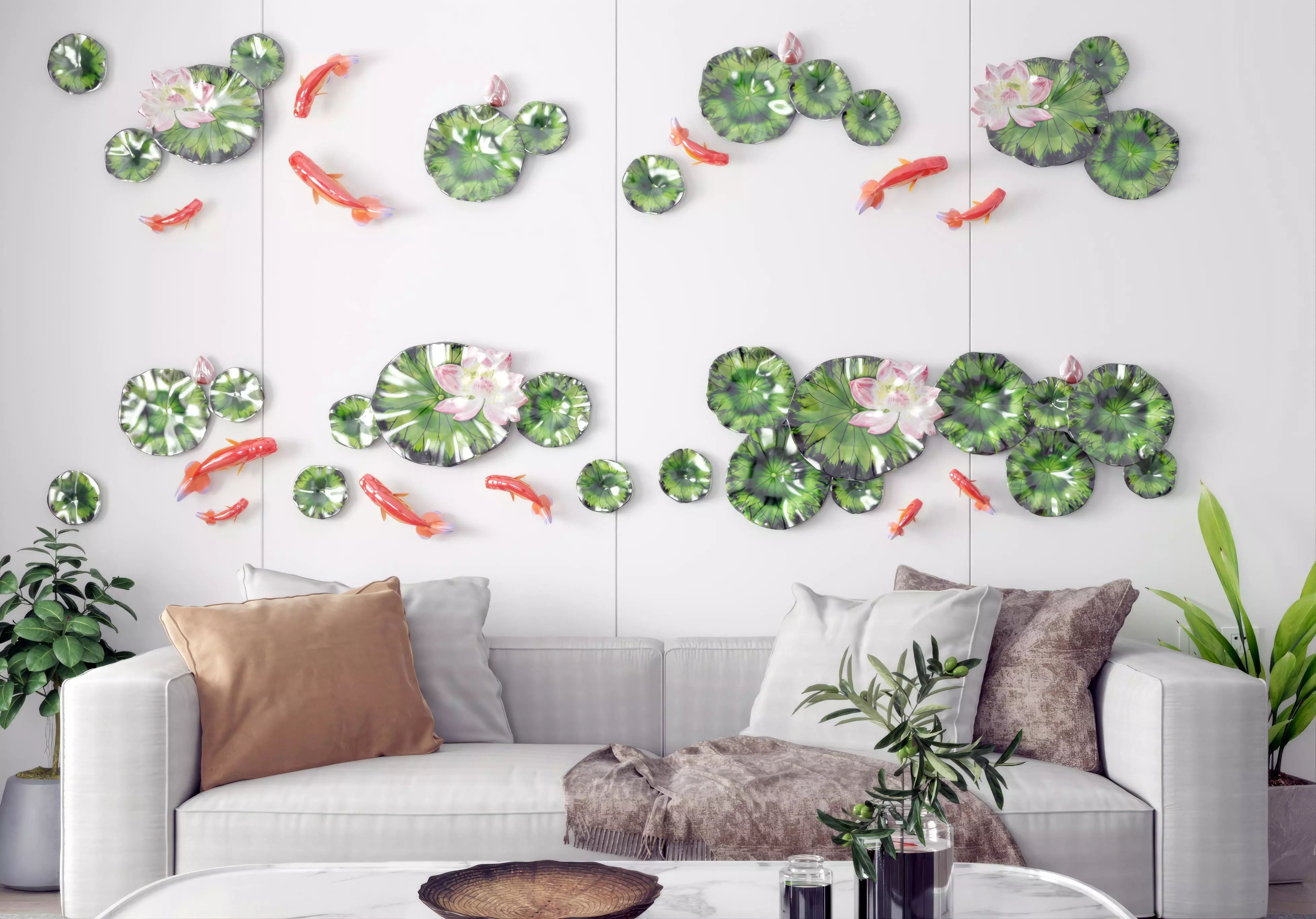 Wall Lotus Pendant Modern Goldfish 3D model