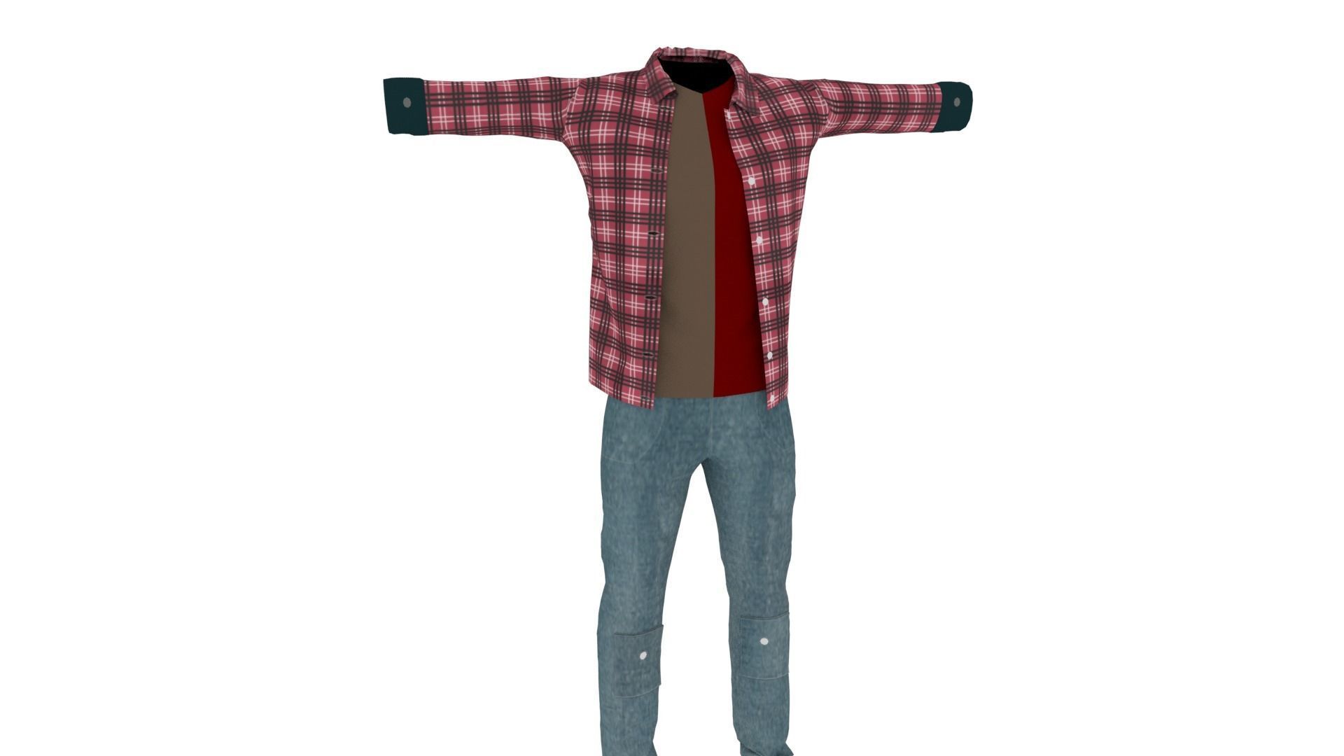 Male Outfit Low-poly 3D model_1