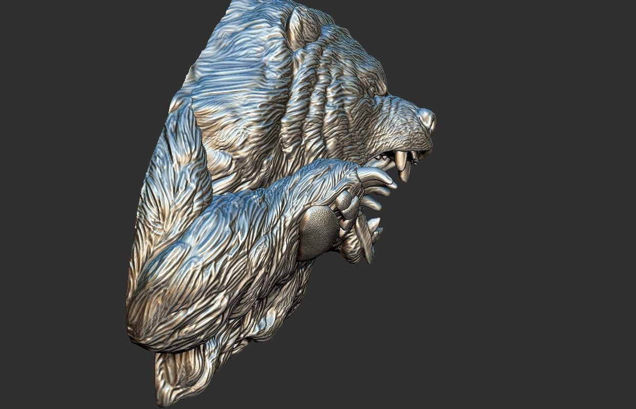 Bear Attack Pendant 3D print model_9