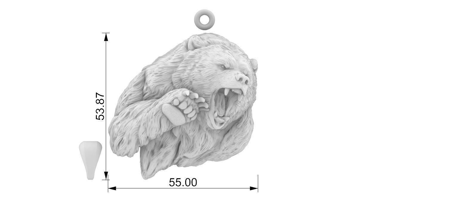 Bear Attack Pendant 3D print model_7