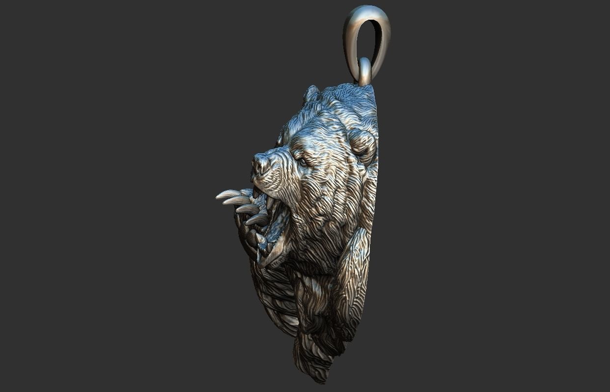Bear Attack Pendant 3D print model_2