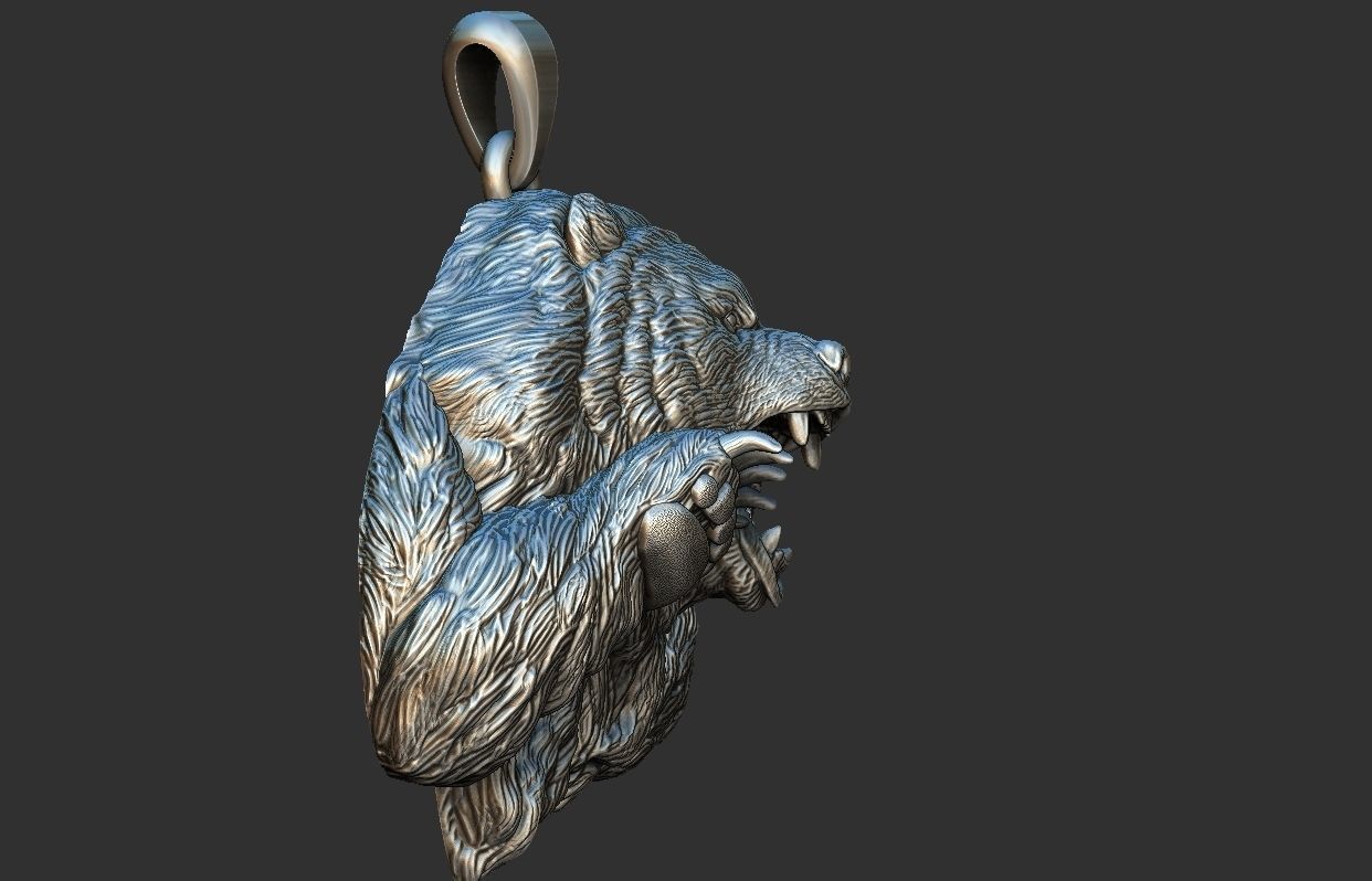 Bear Attack Pendant 3D print model_1